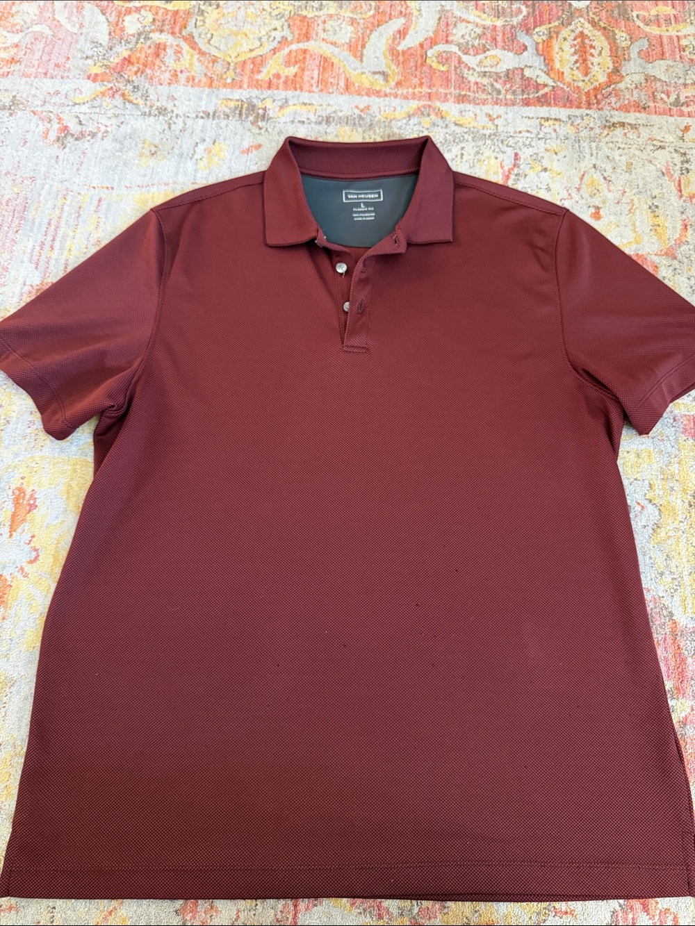 Van Heusen Men's Deep Wine Polo Shirt Size Large